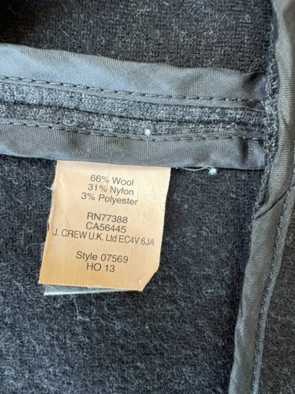 **J.Crew Stretch Wool Motorcycle Jacket Gray Black Moto Style 07569 Size 2**